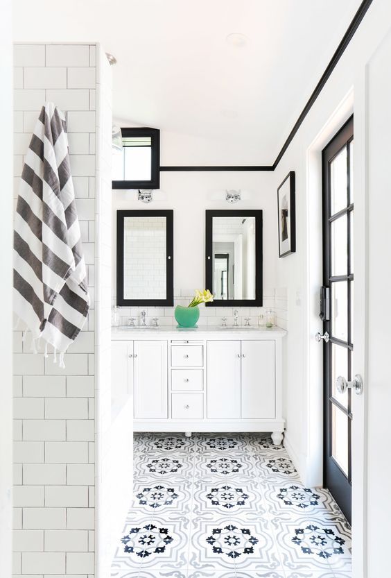 ideas for encaustic cement tile in a bathroom